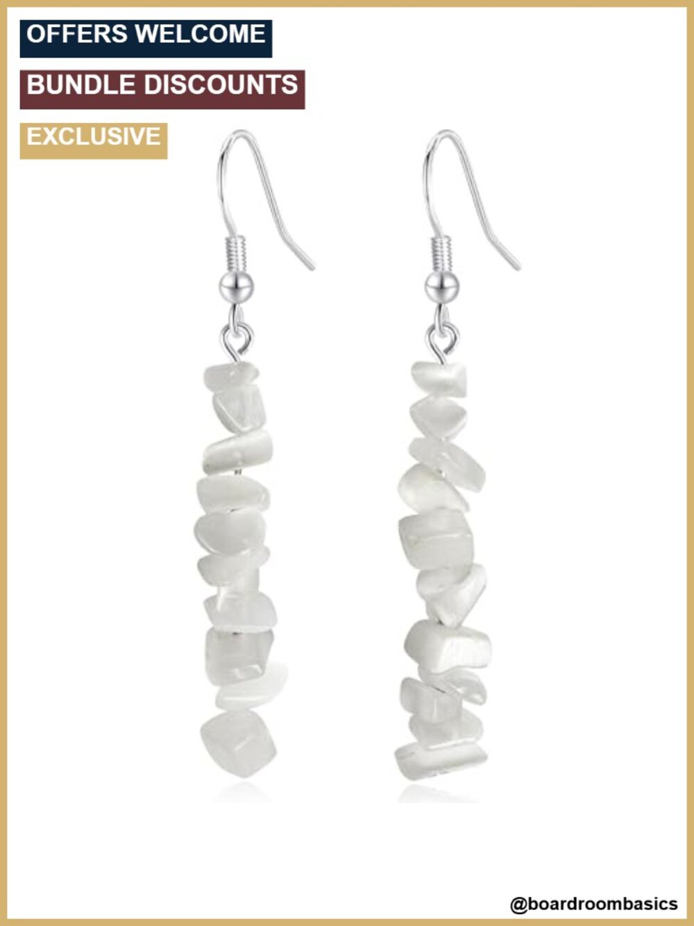 Handmade Natural Stone Tassel Dangle Drop Earrings Bohemian Silver Hooks